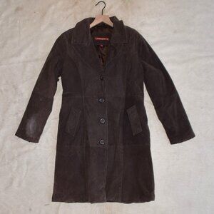 Faux Suede Trench Coat